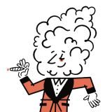 line illustration of make in robe with smokehead smoking